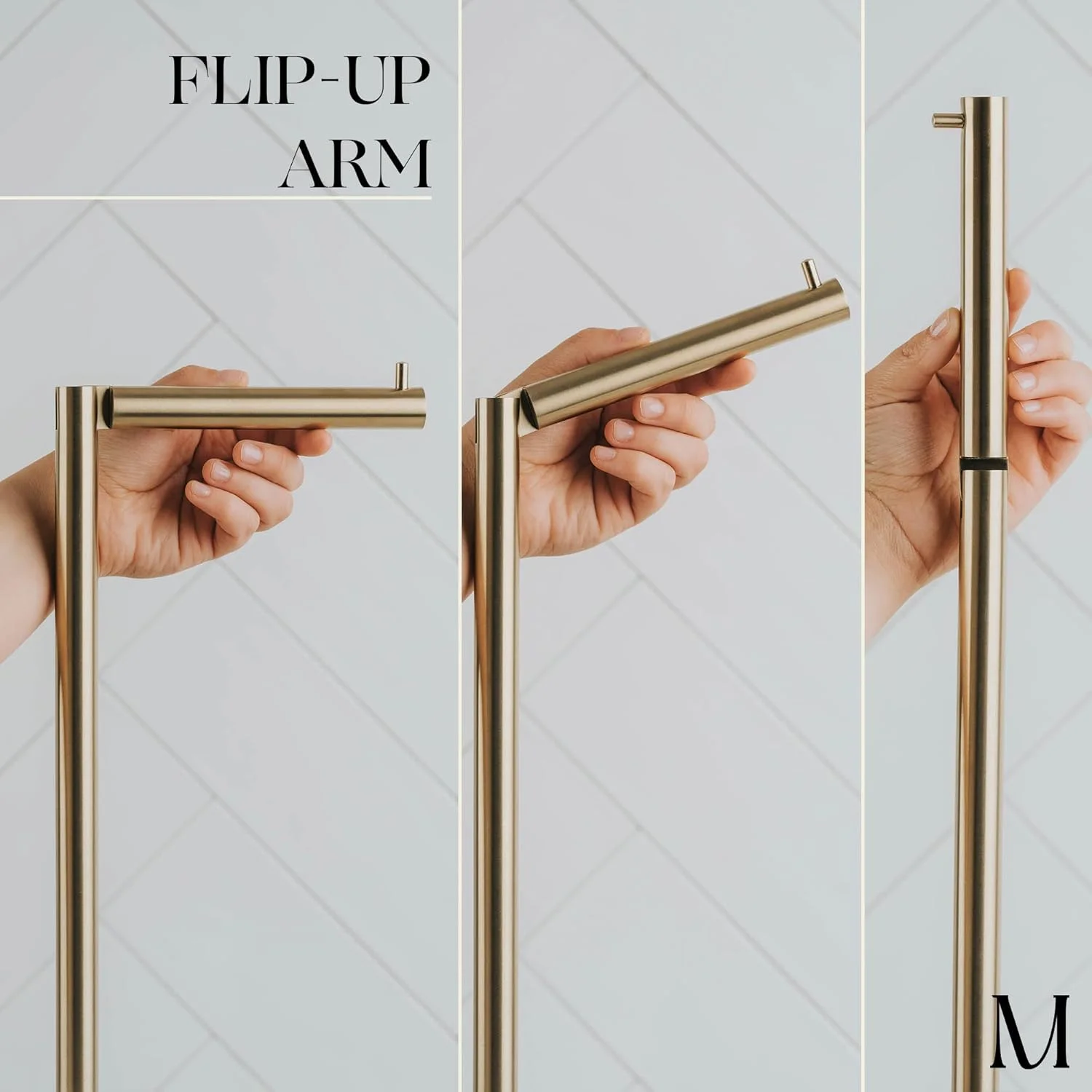 پایه نگهدارنده رول دستمال توالت ایستاده طلایی مارمولاکس ACC با پایه مرمر سفید و محل نگهداری | جا دستمال کاغذی 4 رول بزرگ | لوازم جانبی دکوراسیون حمام استیل ضد زنگ