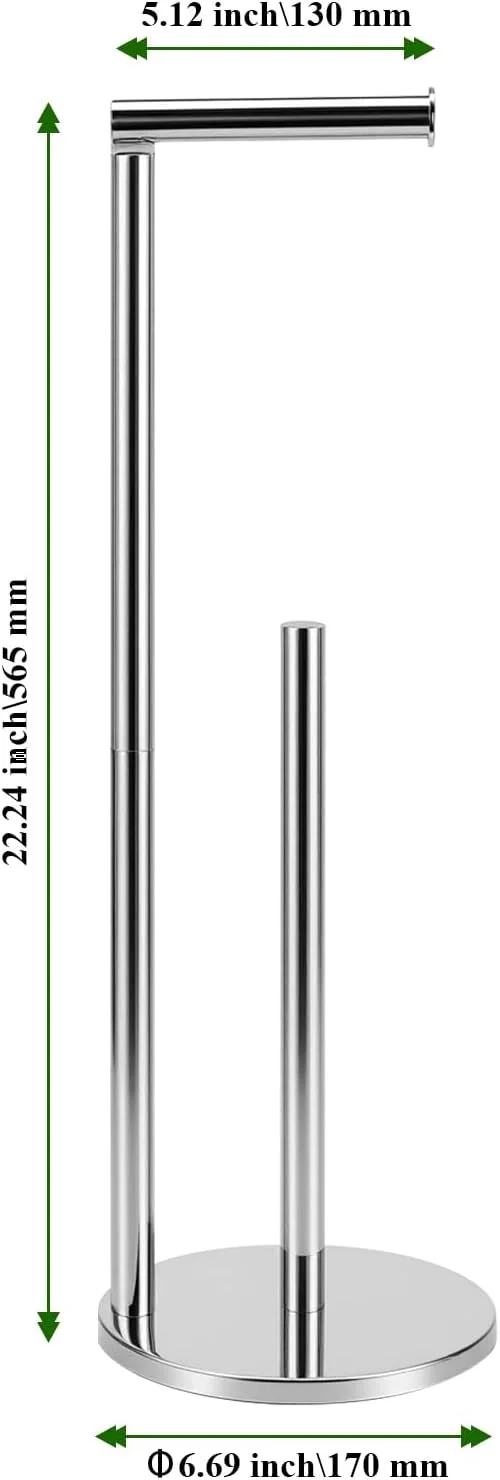 نگهدارنده رول توالت MAHIONG، بسته 2 عددی، استیل ضد زنگ، ایستاده، با پایه وزنی، ظرفیت نگهداری 3-4 رول، پخش کننده نقره ای کاغذ توالت حمام