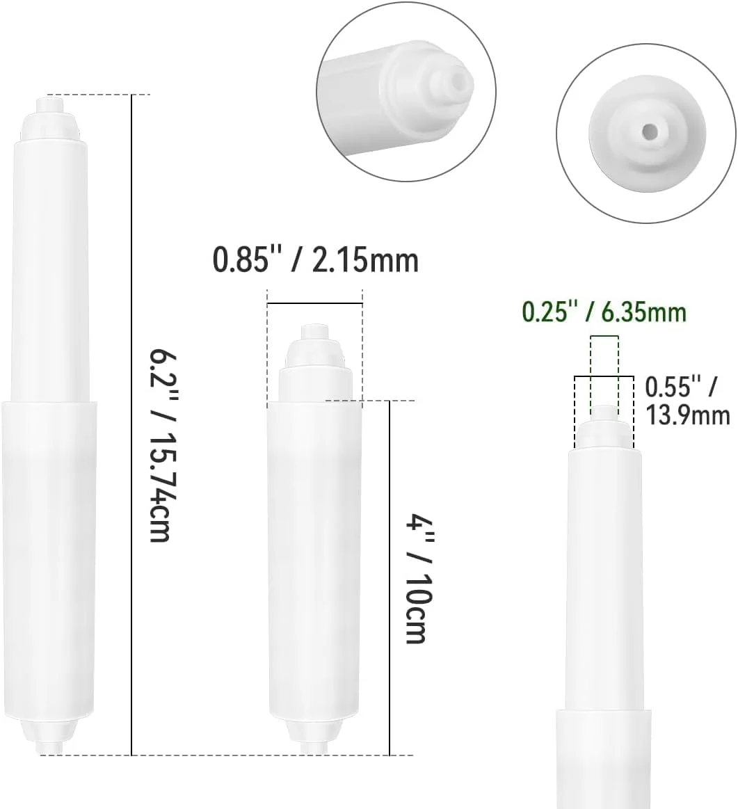 غلتک های دستمال توالت Maommadio، میله جایگزین محور فنری پلاستیکی سفید، نگهدارنده های دستمال توالت حمام (10 عدد)