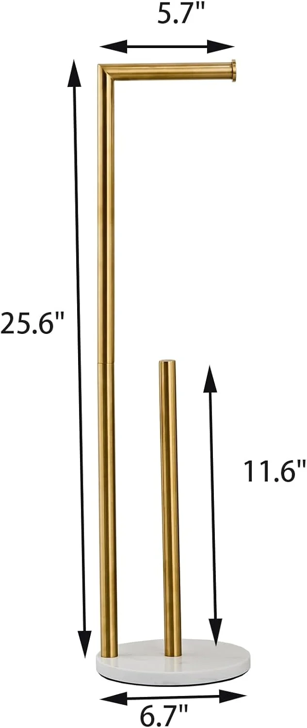 پایه نگهدارنده دستمال توالت مرمر - طلایی برس خورده، ایستاده با محفظه ذخیره سازی، پایه زمینی، نگهدارنده رول توالت طلایی، نگهدارنده دستمال کاغذی ایستاده