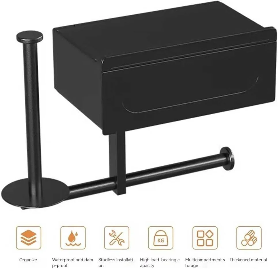 جا دستمال کاغذی توالت LYEAA با قفسه، نصب دیواری برای دستمال کاغذی توالت و دستمال مرطوب