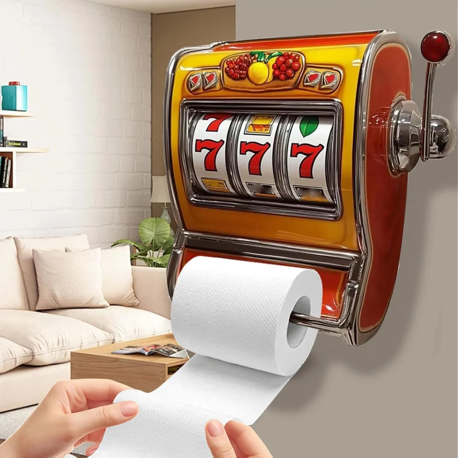 جا دستمال کاغذی طرح دستگاه اسلات، جا دستمال کاغذی تزئینی طرح دستگاه اسلات، جا رولی فانتزی برای تم بازی، لوازم جانبی تزئینی و سرگرم کننده حمام (2 عددی)
