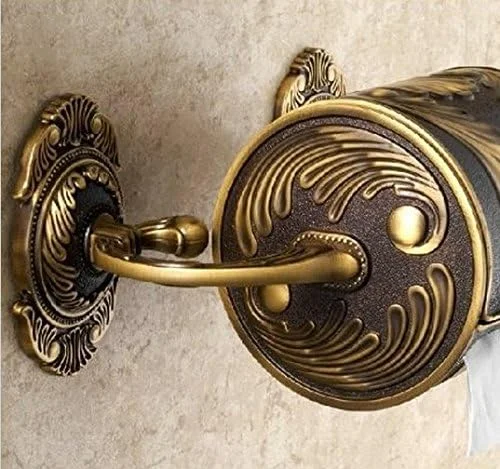 جا دستمال کاغذی توالت حکاکی شده هنری خلاقانه لوکزک، جعبه رول دستمال کاغذی برنجی عتیقه