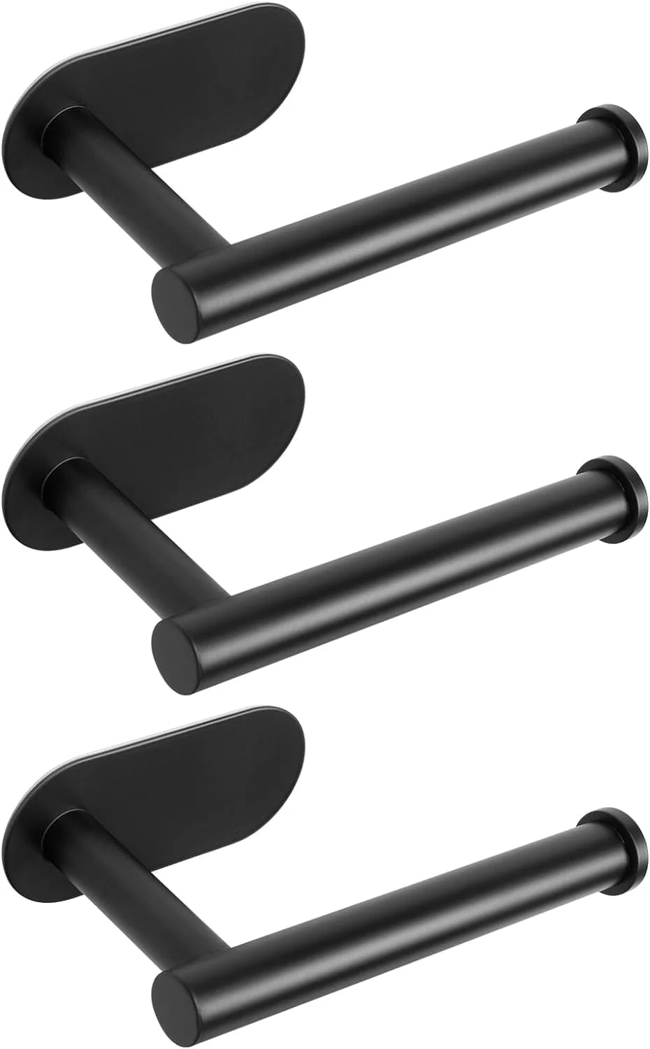 جا دستمال کاغذی توالت Lomeshow بسته 3 عددی، خود چسب، استیل ضد زنگ ضخیم SUS 304، جا رولی دستمال توالت چسبی بدون نیاز به سوراخ کاری برای حمام، آشپزخانه، سرویس بهداشتی (مشکی مات)