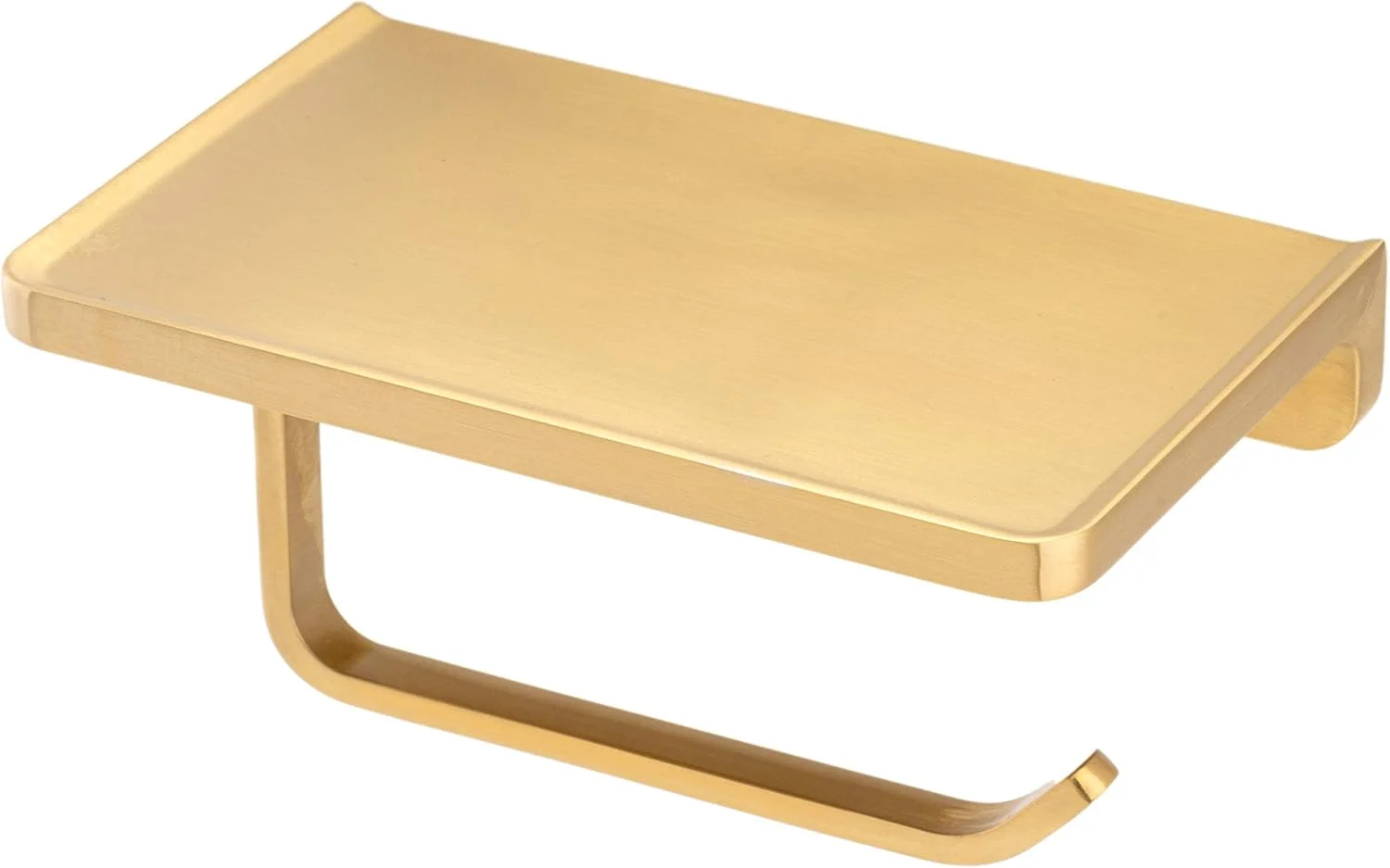 نگهدارنده دستمال توالت Linkaa با قفسه طلایی برس خورده، نگهدارنده تلفن دیواری لوازم جانبی حمام، نگهدارنده دستمال توالت لوازم جانبی حمام طلایی با محل نگهداری تلفن (برنجی برس خورده)