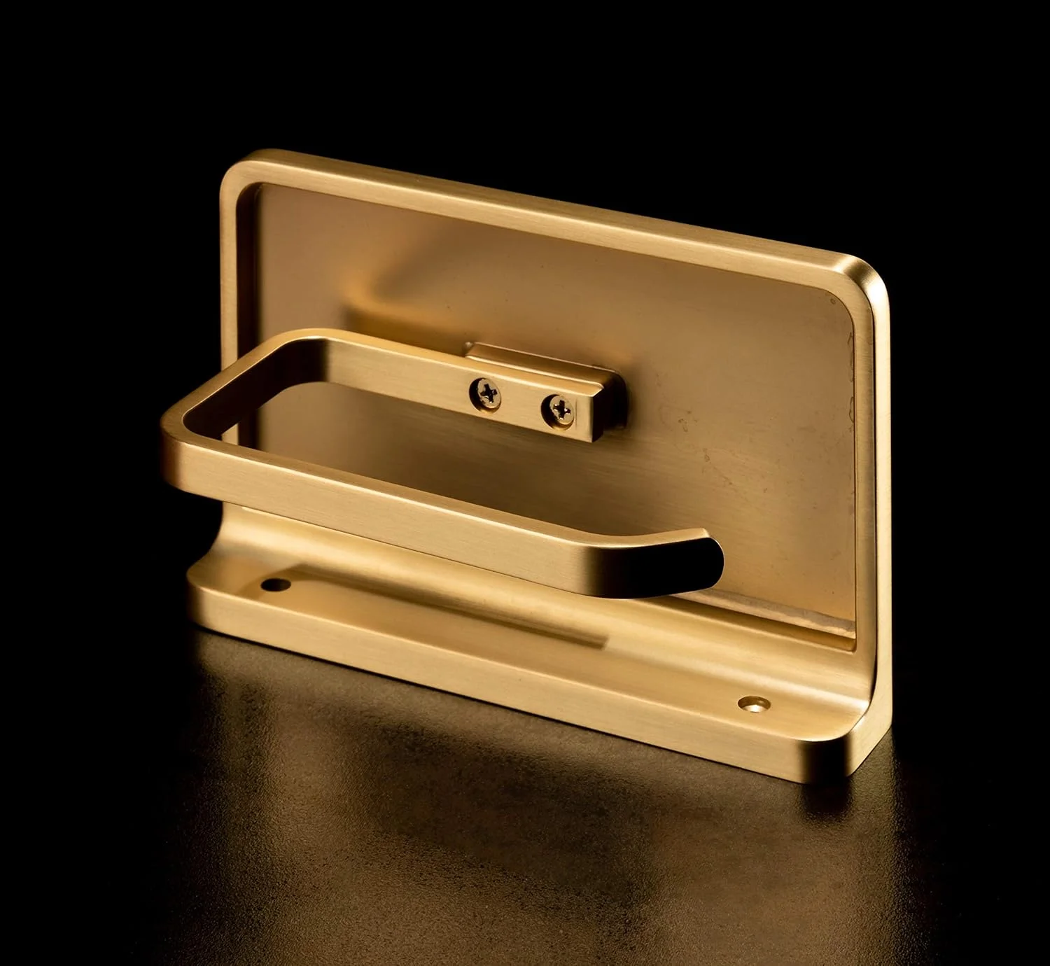 نگهدارنده دستمال توالت Linkaa با قفسه طلایی برس خورده، نگهدارنده تلفن دیواری لوازم جانبی حمام، نگهدارنده دستمال توالت لوازم جانبی حمام طلایی با محل نگهداری تلفن (برنجی برس خورده)