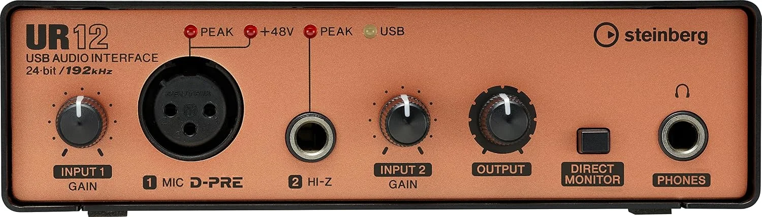 کارت صدای USB استاینبرگ UR12 Black Edition با صدای حرفه ای (شامل Cubase AI و Cubasis LE، رزولوشن صوتی 24 بیت/192 کیلوهرتز، مانیتورینگ سخت افزاری بدون تاخیر) کارت صدای USB استاینبرگ UR12 Black Edition با صدای حرفه ای (شامل Cubase AI و Cubasis LE، رزولوشن صوتی 24 بیت/192 کیلوهرتز، مانیتورینگ سخت افزاری بدون تاخیر)