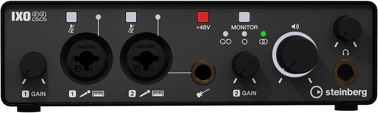 کارت صدای استودیو Steinberg IXO22 2x2 USB 2.0 با دو پری امپ میکروفون - مشکی - شامل بسته نرم افزاری Cubase AI و Cubasis LE کارت صدای استودیو Steinberg IXO22 2x2 USB 2.0 با دو پری امپ میکروفون - مشکی - شامل بسته نرم افزاری Cubase AI و Cubasis LE