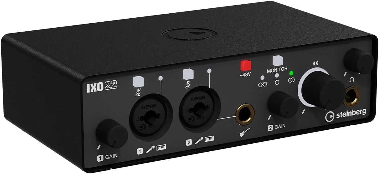 کارت صدای استودیو Steinberg IXO22 2x2 USB 2.0 با دو پری امپ میکروفون - مشکی - شامل بسته نرم افزاری Cubase AI و Cubasis LE کارت صدای استودیو Steinberg IXO22 2x2 USB 2.0 با دو پری امپ میکروفون - مشکی - شامل بسته نرم افزاری Cubase AI و Cubasis LE