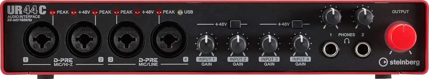 کارت صدای Steinberg UR44C 6x4 USB 3.0 به همراه Cubase AI و Cubasis LE، قرمز کارت صدای Steinberg UR44C 6x4 USB 3.0 به همراه Cubase AI و Cubasis LE، قرمز