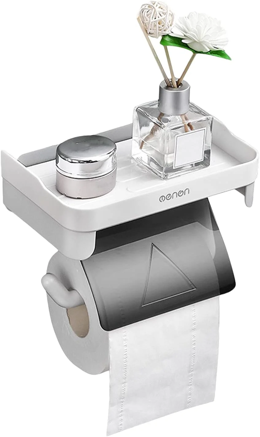 جا دستمال کاغذی لایل استور با قفسه، جا دستمال کاغذی چسبی، جا دستمال توالت بدون نیاز به سوراخ کاری، جا دستمال کاغذی توالت مناسب آشپزخانه و حمام