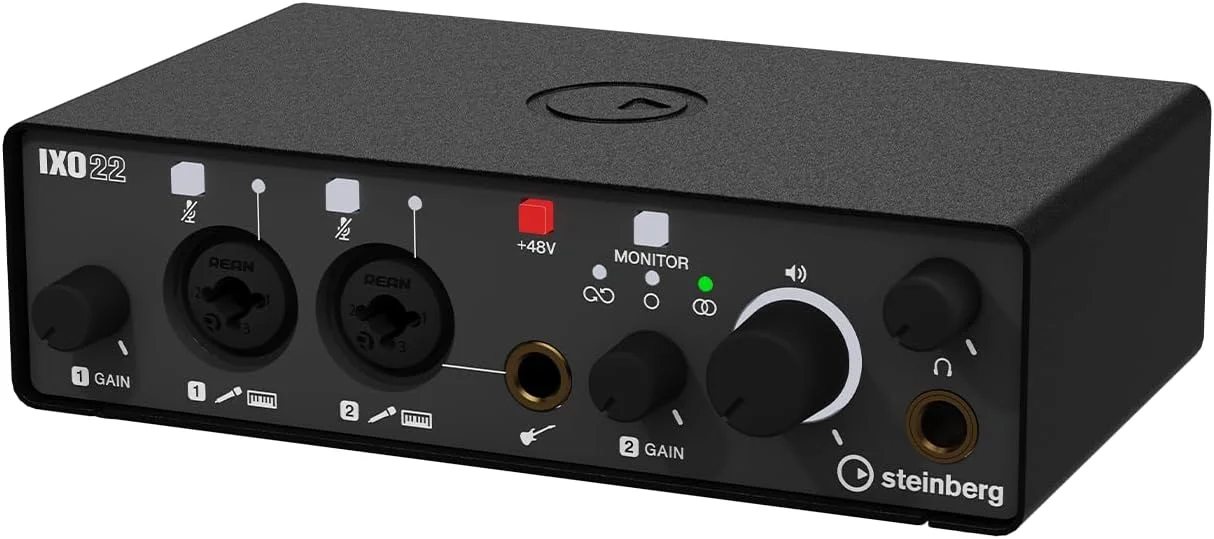 کارت صدای استودیو Steinberg IXO22 2x2 USB 2.0 با دو پری امپ میکروفون - مشکی - شامل بسته نرم افزاری Cubase AI و Cubasis LE کارت صدای استودیو Steinberg IXO22 2x2 USB 2.0 با دو پری امپ میکروفون - مشکی - شامل بسته نرم افزاری Cubase AI و Cubasis LE