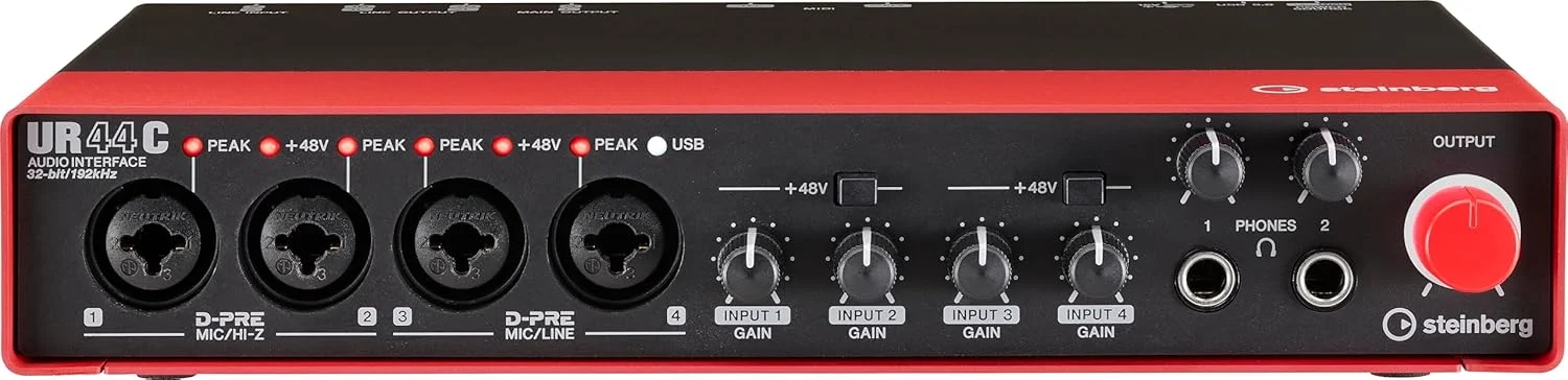 کارت صدای Steinberg UR44C 6x4 USB 3.0 به همراه Cubase AI و Cubasis LE، قرمز کارت صدای Steinberg UR44C 6x4 USB 3.0 به همراه Cubase AI و Cubasis LE، قرمز