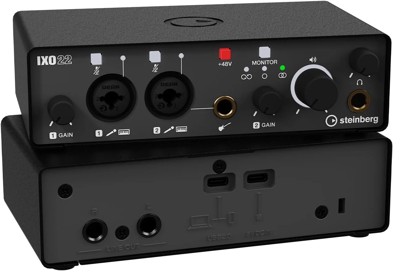 کارت صدای استودیو Steinberg IXO22 2x2 USB 2.0 با دو پری امپ میکروفون - مشکی - شامل بسته نرم افزاری Cubase AI و Cubasis LE کارت صدای استودیو Steinberg IXO22 2x2 USB 2.0 با دو پری امپ میکروفون - مشکی - شامل بسته نرم افزاری Cubase AI و Cubasis LE