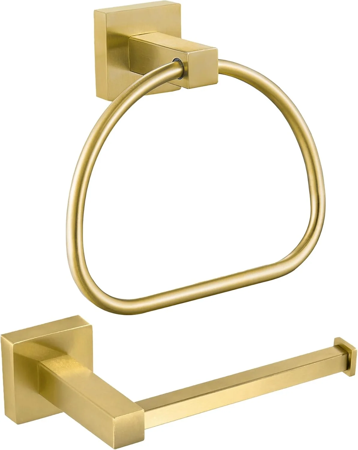 جا دستمال توالت طلایی لیدن، جا حوله ای، جا دستمال رولی توالت برنجی برس خورده، حلقه حوله، ست سخت افزار مدرن حمام استیل ضد زنگ نصب شده روی دیوار 2 تکه