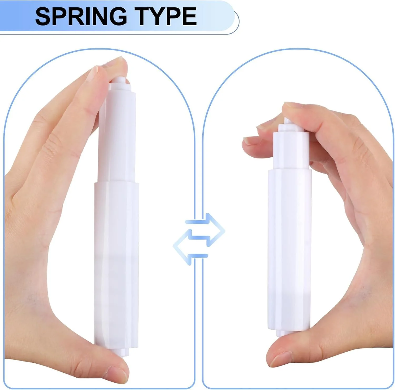 نگهدارنده کاغذ توالت LENGAIJIN، فنری، جایگزین غلتکی، میله میله ای درج نگهدارنده رول دستمال کاغذی پلاستیکی برای لوازم جانبی اتصالات حمام (سفید)، 2 عدد