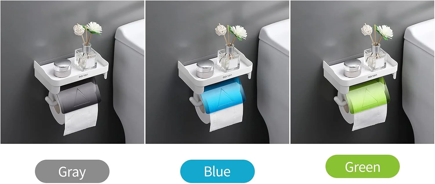 جا دستمال کاغذی لایل استور با قفسه، جا دستمال کاغذی چسبی، جا دستمال رولی توالت، بدون نیاز به سوراخ کاری، مناسب آشپزخانه و حمام