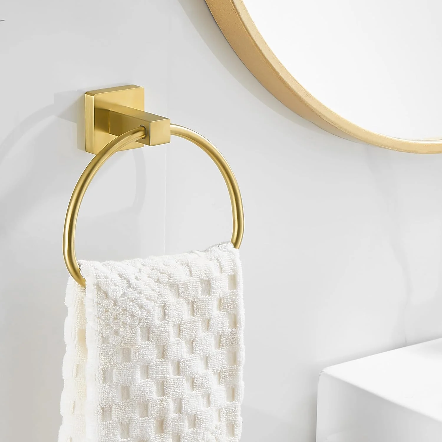 جا دستمال توالت طلایی لیدن، جا حوله ای، جا دستمال رولی توالت برنجی برس خورده، حلقه حوله، ست سخت افزار مدرن حمام استیل ضد زنگ نصب شده روی دیوار 2 تکه