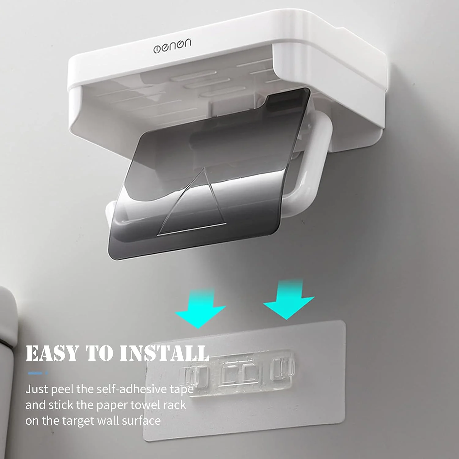 جا دستمال کاغذی لایل استور با قفسه، جا دستمال کاغذی چسبی، جا دستمال رولی توالت، بدون نیاز به سوراخ کاری، مناسب آشپزخانه و حمام