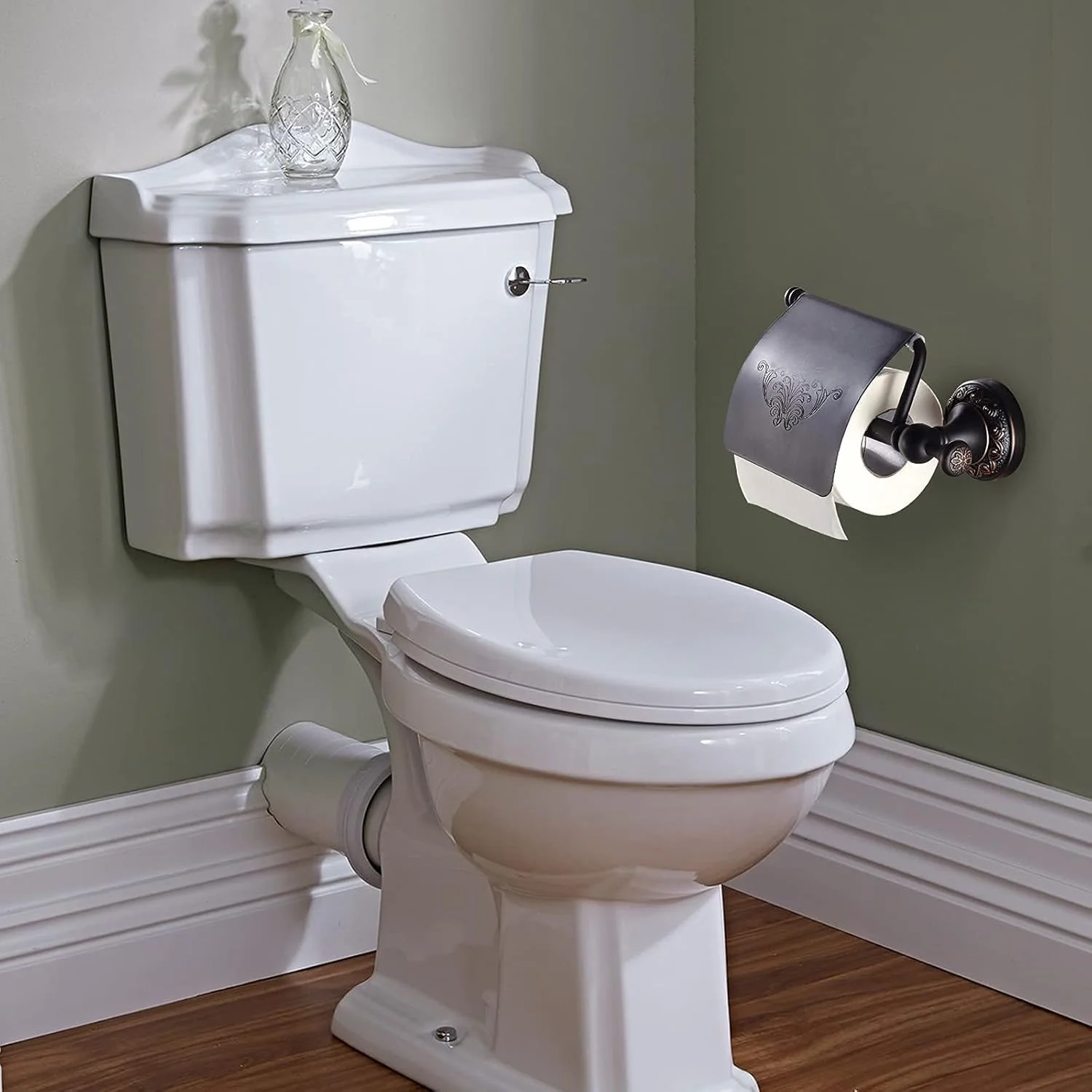 لیدن، لوازم جانبی حمام برنجی مشکی عتیقه، جا دستمال کاغذی توالت، سازمان دهنده دستمال کاغذی، برنز روغنی