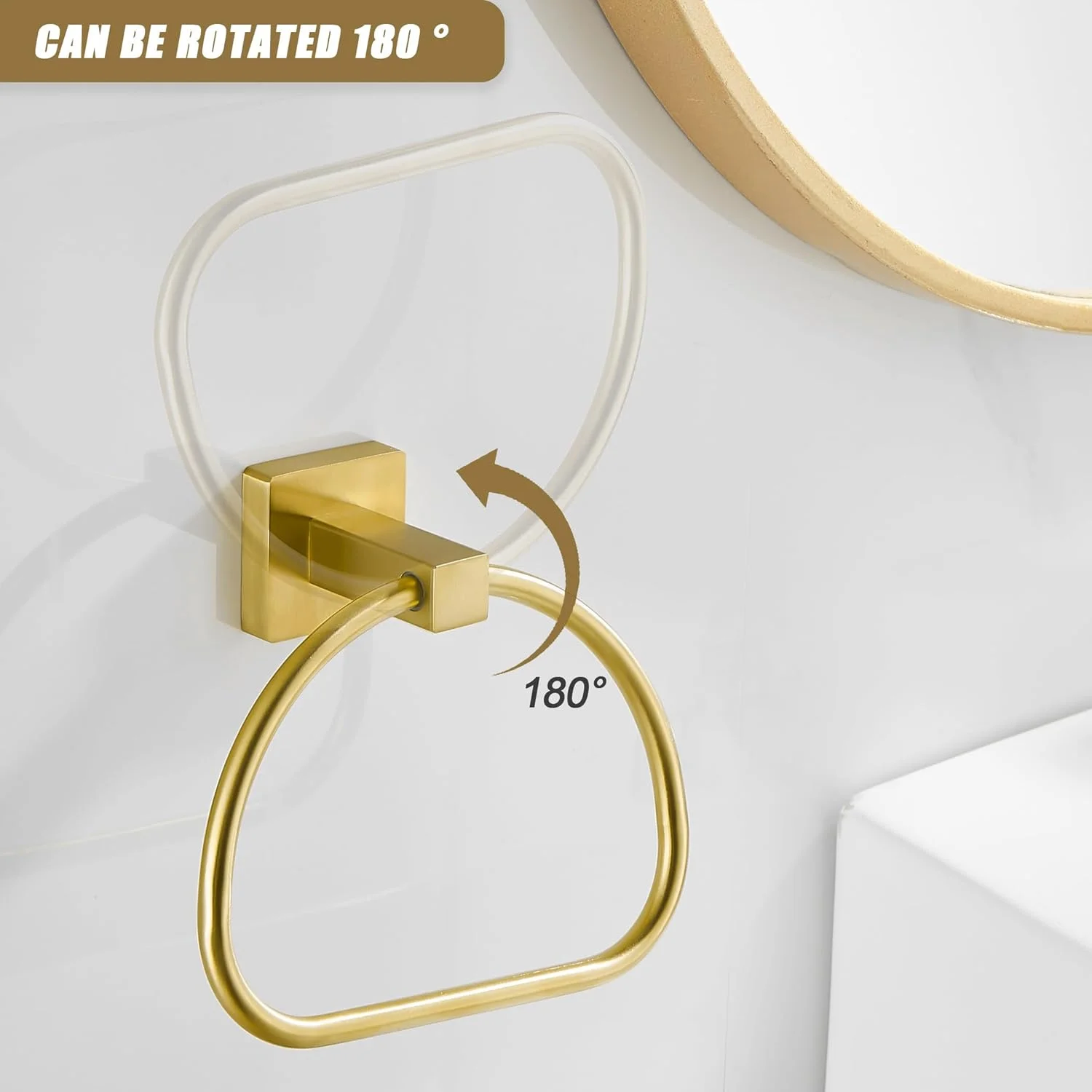 جا دستمال توالت طلایی لیدن، جا حوله ای، جا دستمال رولی توالت برنجی برس خورده، حلقه حوله، ست سخت افزار مدرن حمام استیل ضد زنگ نصب شده روی دیوار 2 تکه