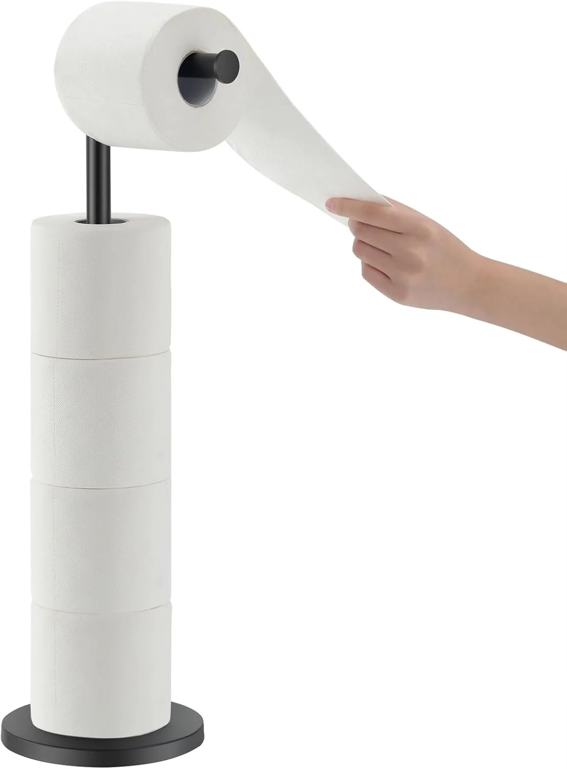 پایه نگهدارنده دستمال توالت LAYUKI، مشکی مات، استیل ضد زنگ، پایه ایستاده نگهدارنده رول دستمال کاغذی، مناسب برای نگهداری در حمام