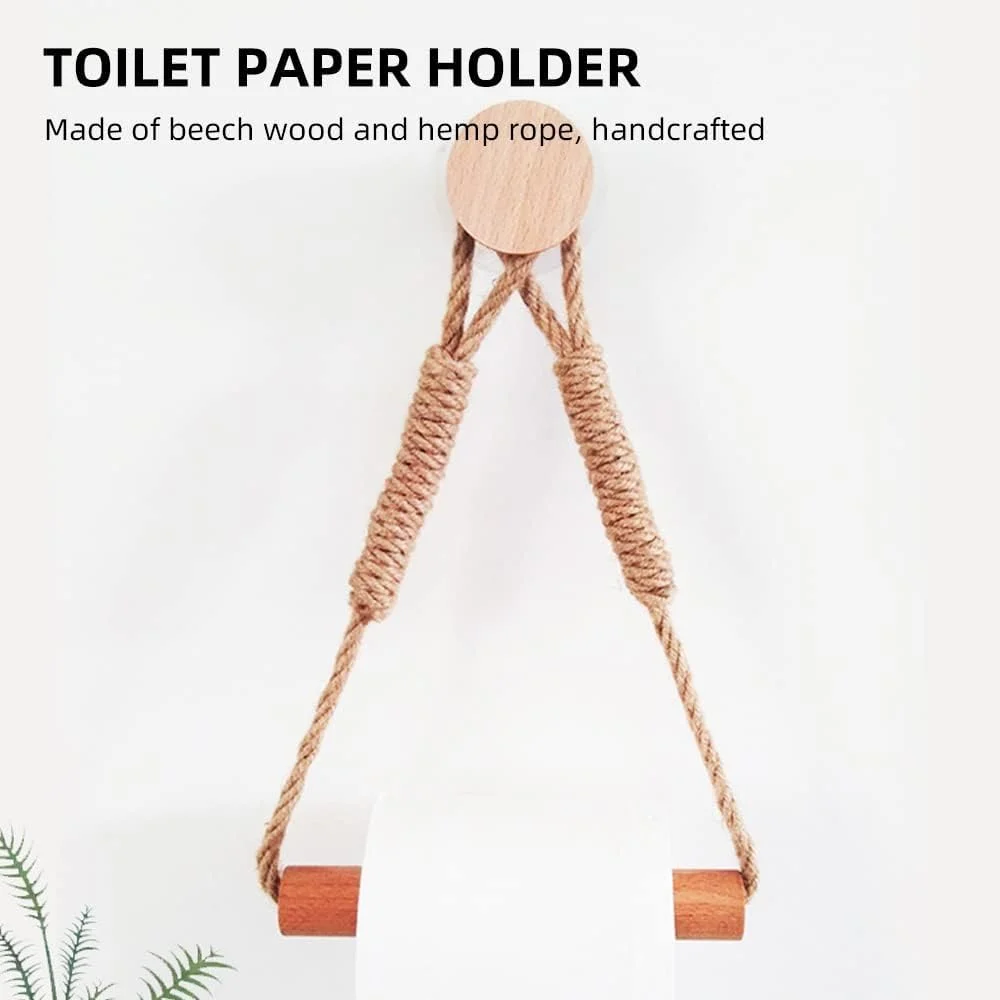 نگهدارنده دستمال توالت Labymos بدون نیاز به سوراخکاری، جا دستمال کاغذی به سبک صنعتی، جا حوله ای مناسب توالت، حمام، دکوراسیون وینتیج، طناب صنعتی