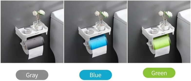 نگهدارنده دستمال کاغذی Labymos با قفسه، جا دستمال کاغذی چسبی، جا کاغذی توالت بدون نیاز به سوراخکاری، جا دستمال کاغذی توالت حمام برای آشپزخانه و حمام