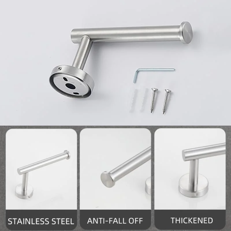 ست لوازم جانبی حمام لابی موس شامل میله حوله، جا دستمال توالت و 2 عدد قلاب، نصب دیواری با دریل، نگهدارنده حوله و قلاب استیل ضد زنگ