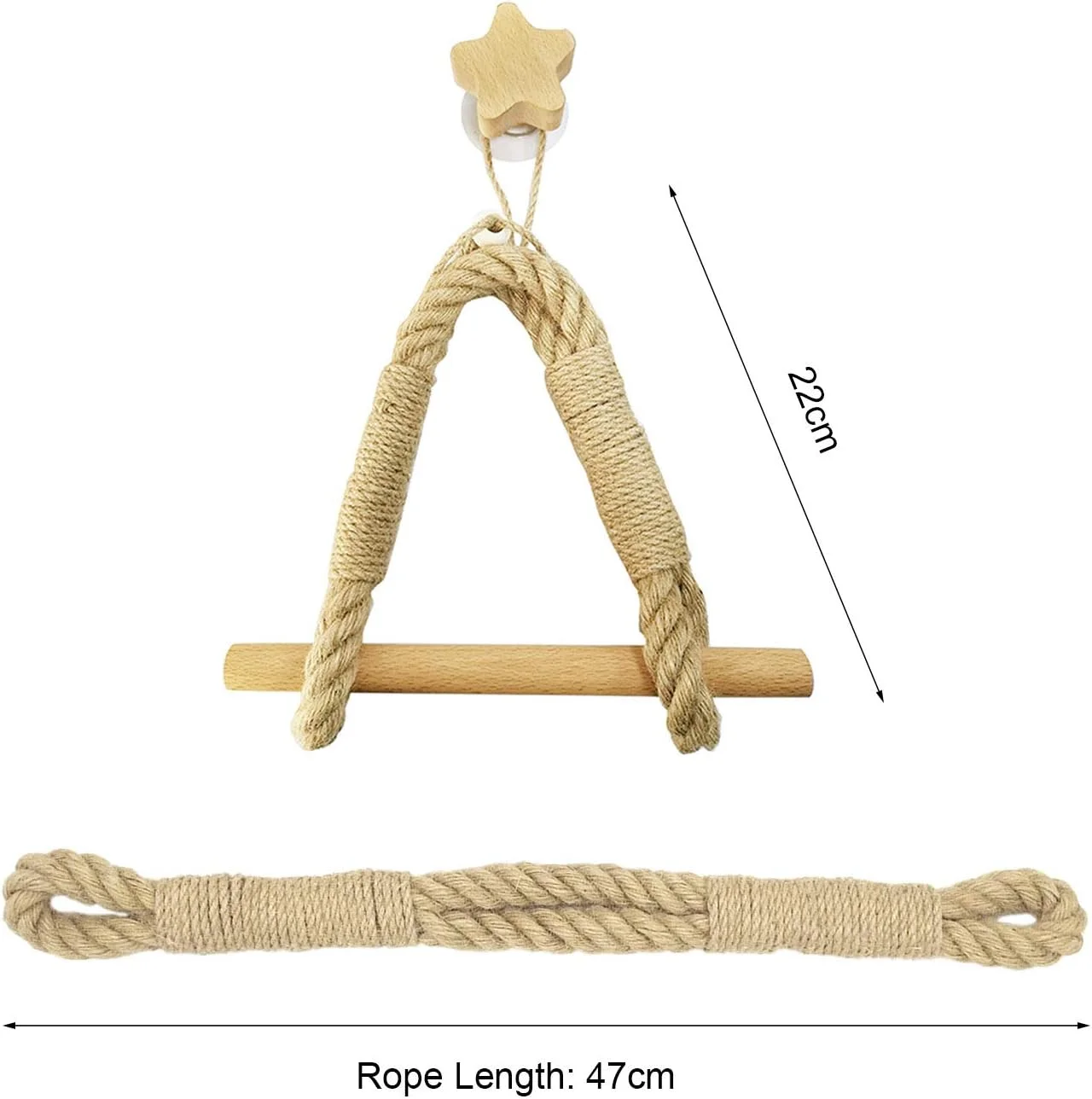 جا دستمال کاغذی چوبی طنابی وینتیج Labymos، جا حوله ای، جا دستمال توالت، مناسب برای تزئین سرویس بهداشتی و حمام، طناب صنعتی