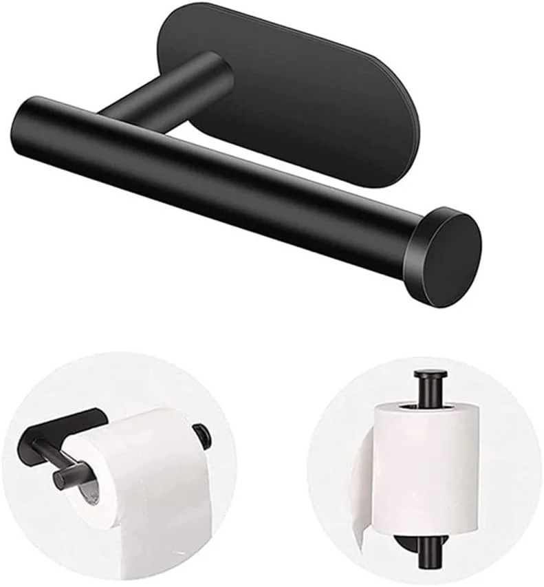 جا دستمال کاغذی توالت KUAZIVI، نگهدارنده رول دستمال کاغذی حمام خود چسب، نصب دیواری، استیل ضد زنگ 304، 1 عدد (مشکی)