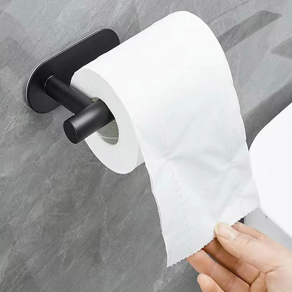 جا دستمال کاغذی توالت KUAZIVI، نگهدارنده رول دستمال کاغذی حمام خود چسب، نصب دیواری، استیل ضد زنگ 304، 1 عدد (مشکی)
