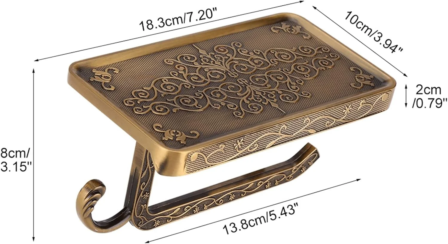 جا کاغذی توالت برنجی قدیمی KOSDFOGE، قفسه دیواری، سبک عتیقه، دکوراسیون شیک، محل نگهداری تلفن همراه در حمام