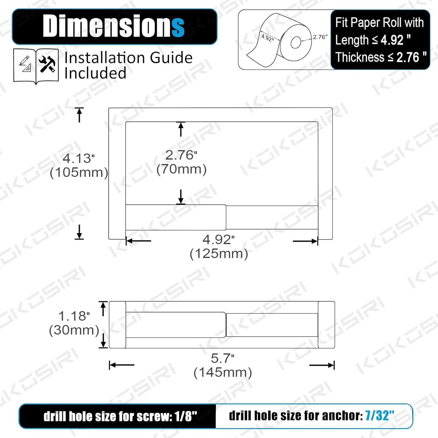 نگهدارنده دستمال توالت KOKOSIRI فنری، نصب دیواری، استیل ضد زنگ، طلایی مات مدل B2011BG