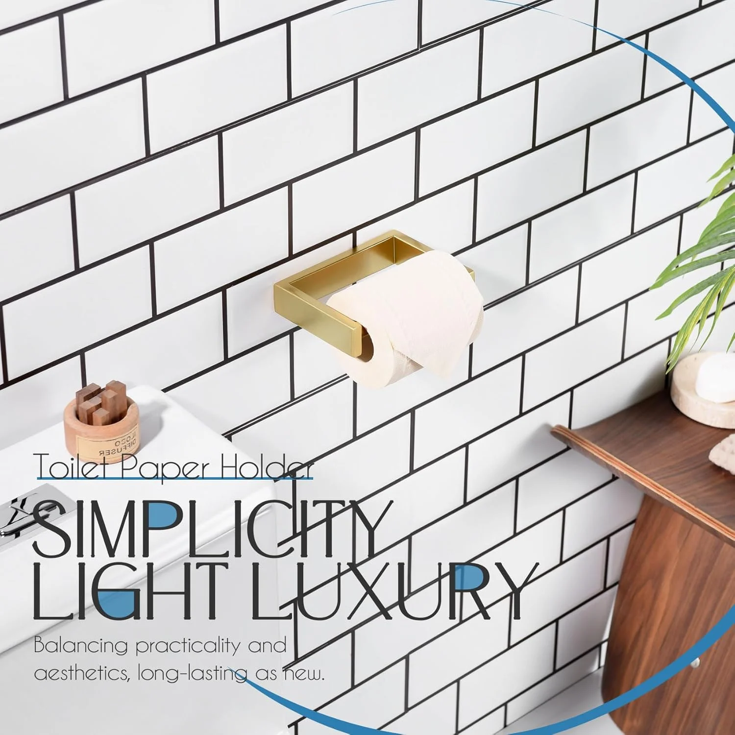 نگهدارنده دستمال توالت KOKOSIRI فنری، نصب دیواری، استیل ضد زنگ، طلایی مات مدل B2011BG