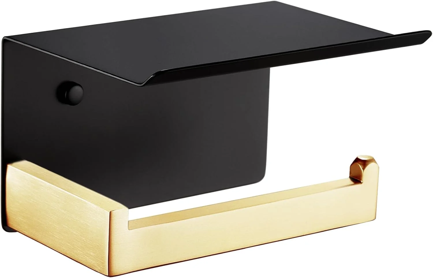 جا دستمال کاغذی توالت KOKOSIRI با قفسه، جا دستمال رولی دیواری، استیل ضد زنگ T-304، مشکی مات و طلایی B2010GDK