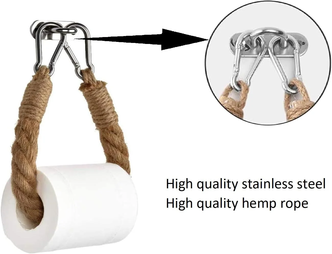 جا دستمال کاغذی طنابی KOOLEVER، نگهدارنده دستمال توالت دیواری به سبک دریایی و قدیمی با طناب کنفی ضخیم، سوراخ های دریل در دیوار، لوازم جانبی استیل ضد زنگ 304، مناسب حمام و آشپزخانه روستایی، رنگ چوب و سفید