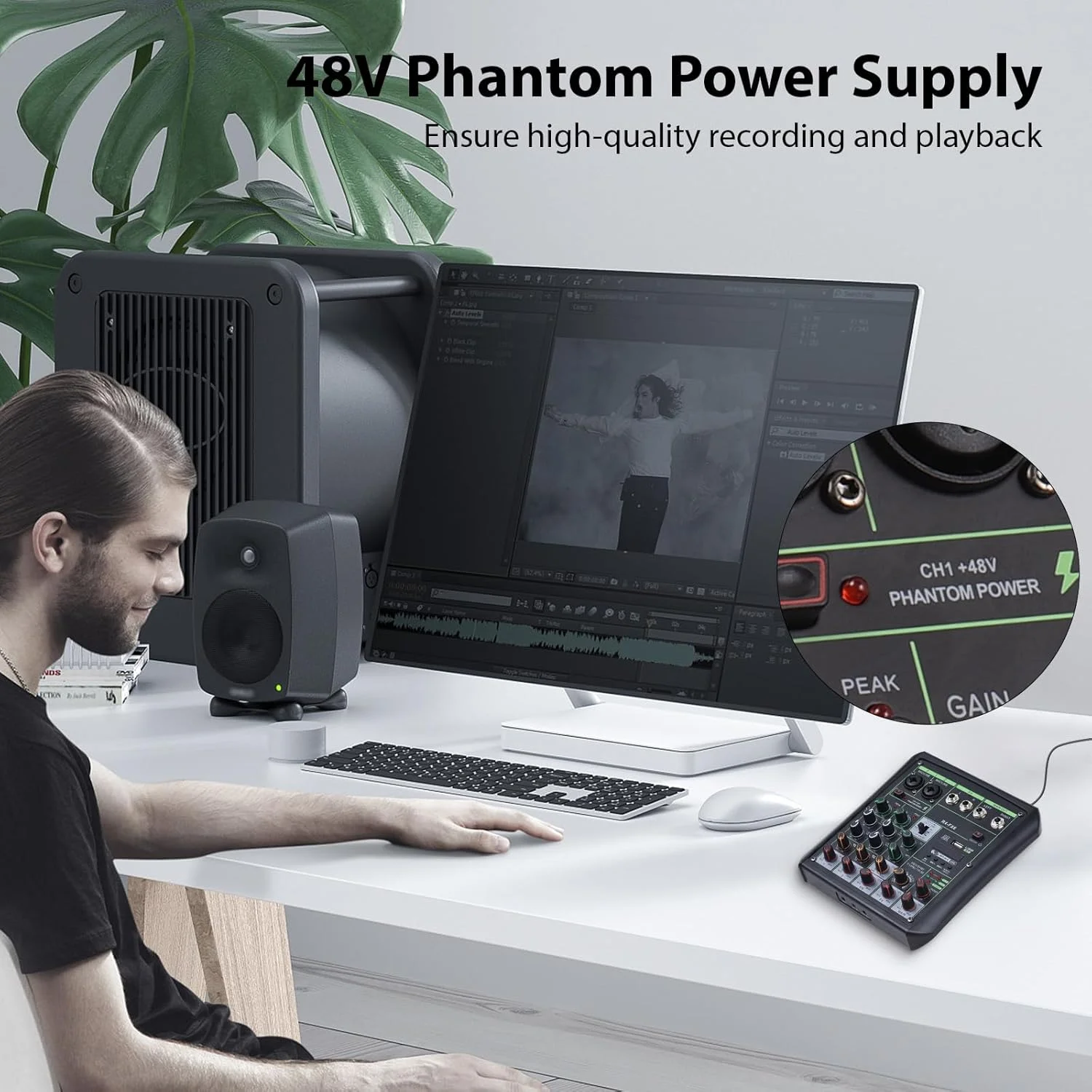 میکسر صوتی 6 کاناله Labymos با فانتوم پاور 48 ولت، کنسول میکس OTG، پخش کننده USB MP3 با کنسول صوتی BT برای سینمای خانگی، رابط صوتی کامپیوتر میکسر صوتی 6 کاناله Labymos با فانتوم پاور 48 ولت، کنسول میکس OTG، پخش کننده USB MP3 با کنسول صوتی BT برای سینمای خانگی، رابط صوتی کامپیوتر
