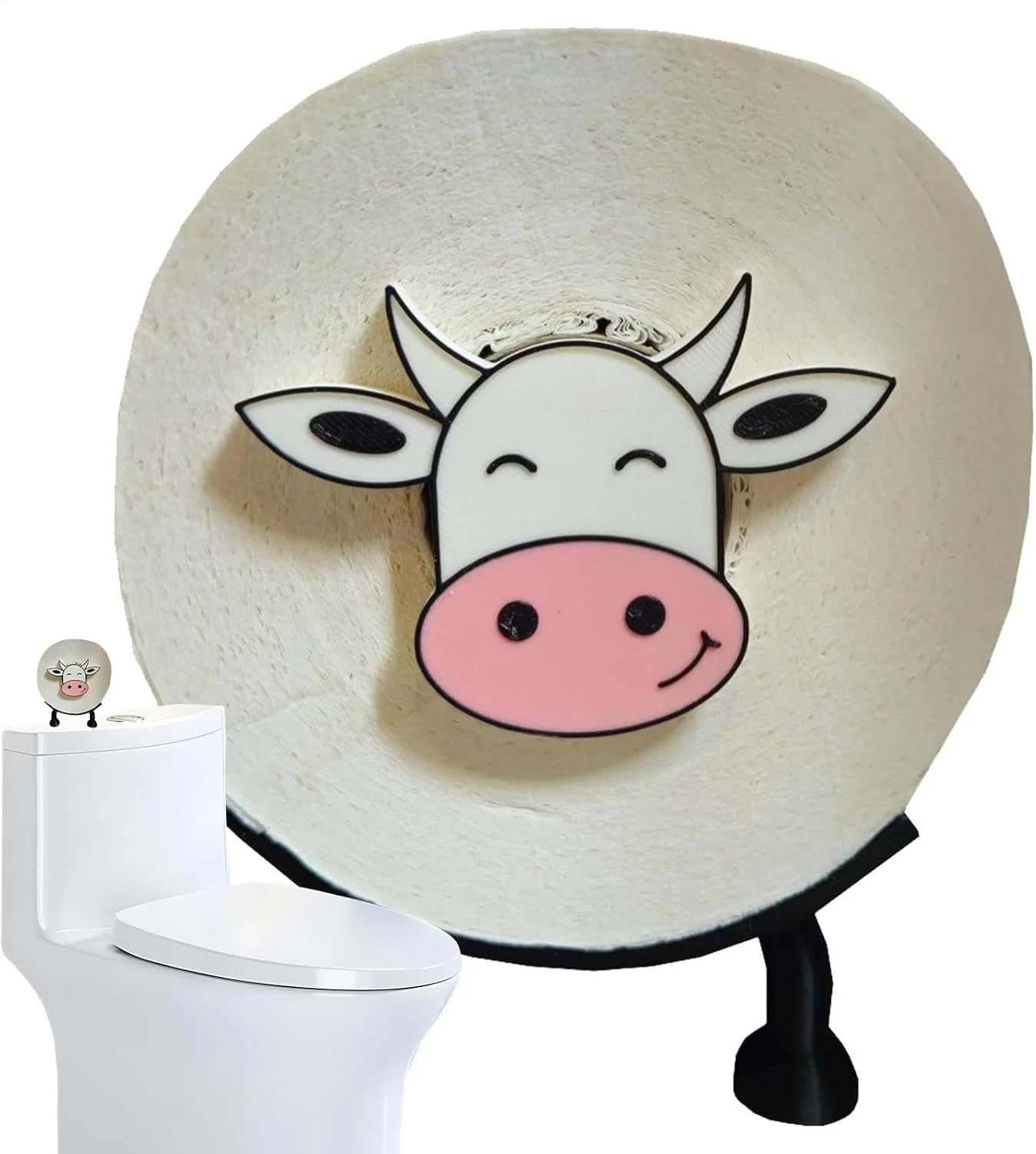 نگهدارنده رول دستمال توالت kinrguiyuez | نگهدارنده دستمال توالت طرح گاو بامزه - لوازم جانبی حمام، استند نگهدارنده دستمال توالت حیوانی برای دوستان، خانواده، تعطیلات، دفاتر