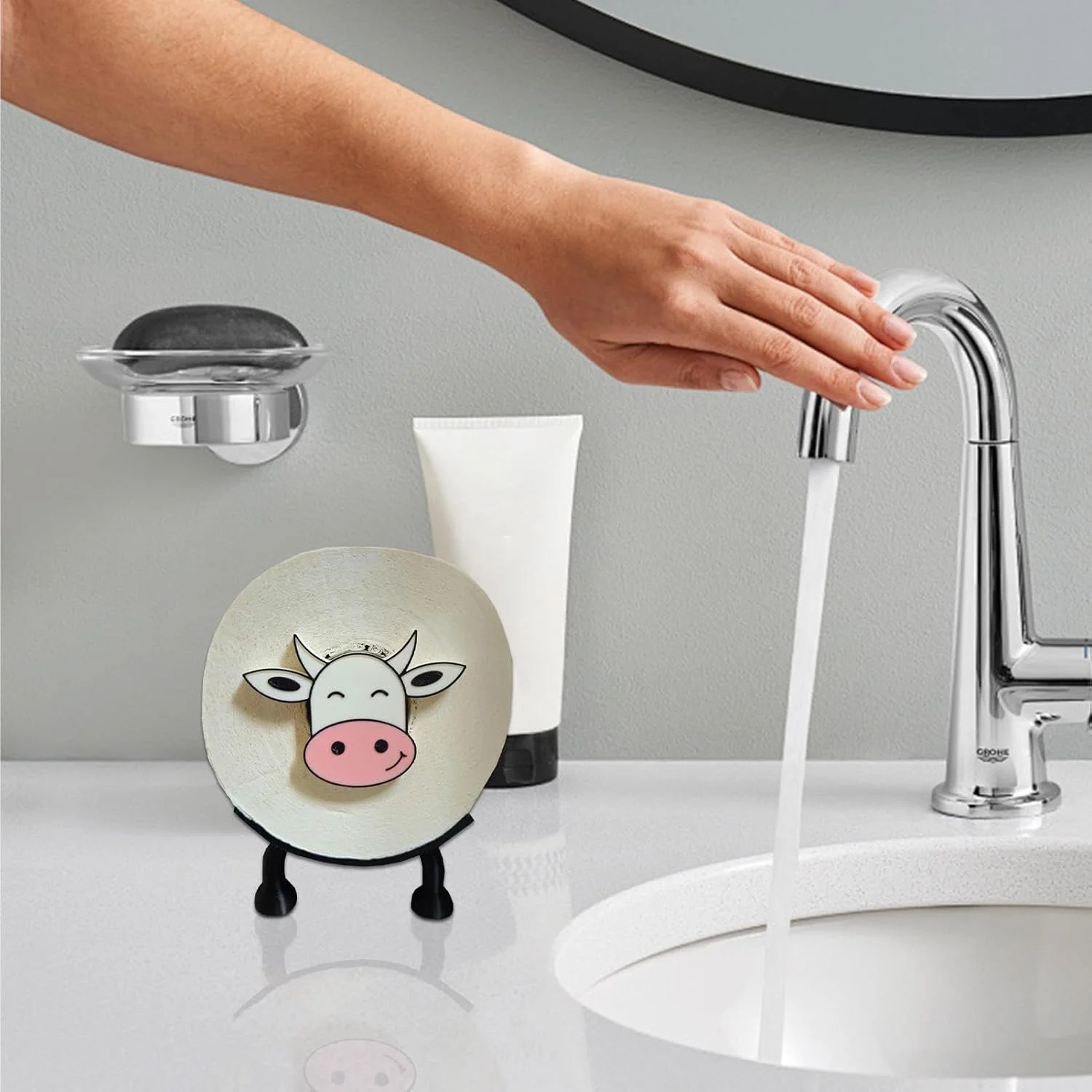 نگهدارنده رول دستمال توالت kinrguiyuez | نگهدارنده دستمال توالت طرح گاو بامزه - لوازم جانبی حمام، استند نگهدارنده دستمال توالت حیوانی برای دوستان، خانواده، تعطیلات، دفاتر
