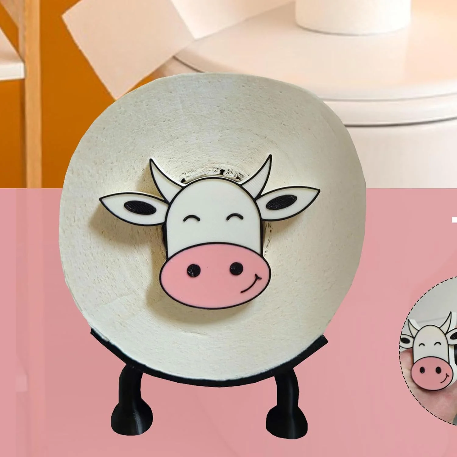 نگهدارنده رول دستمال توالت kinrguiyuez | نگهدارنده دستمال توالت طرح گاو بامزه - لوازم جانبی حمام، استند نگهدارنده دستمال توالت حیوانی برای دوستان، خانواده، تعطیلات، دفاتر
