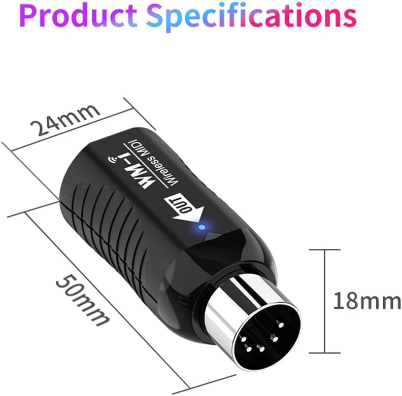 آداپتور MIDI بی سیم 2.4 گیگاهرتز فرستنده گیرنده صوتی با تأخیر بسیار کم، دارای کانکتور قابل حمل بی صدا داخلی برای سازهای بادی، گیتار، پیانو دیجیتال و کیبورد آداپتور MIDI بی سیم 2.4 گیگاهرتز فرستنده گیرنده صوتی با تأخیر بسیار کم، دارای کانکتور قابل حمل بی صدا داخلی برای سازهای بادی، گیتار، پیانو دیجیتال و کیبورد