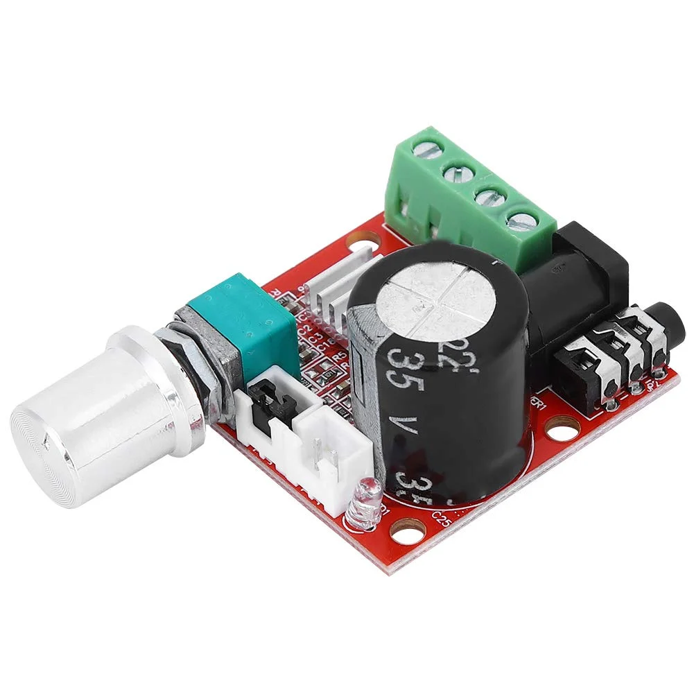 برد آمپلی فایر ماژول صوتی استریو دیجیتال PAM8610 با پتانسیومتر، رابط ورودی 3.5 میلی متری، DC 8V-12V 10-15W برای بلندگوها با کیفیت صدای خالص برد آمپلی فایر ماژول صوتی استریو دیجیتال PAM8610 با پتانسیومتر، رابط ورودی 3.5 میلی متری، DC 8V-12V 10-15W برای بلندگوها با کیفیت صدای خالص