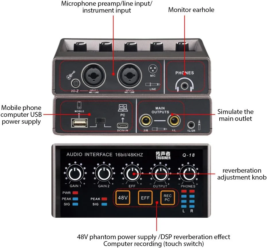 کارت صدای حرفه ای Labymos با رابط XLR و افکت Reverb، فانتوم پاور 48 ولت، رزولوشن 16 بیت/48 کیلوهرتز، اتصال آسان برای موسیقی، کارائوکه آنلاین و وکال کارت صدای حرفه ای Labymos با رابط XLR و افکت Reverb، فانتوم پاور 48 ولت، رزولوشن 16 بیت/48 کیلوهرتز، اتصال آسان برای موسیقی، کارائوکه آنلاین و وکال