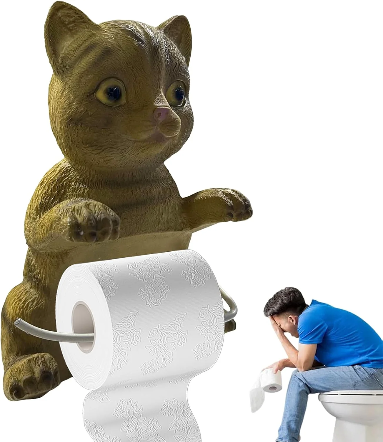 جا دستمال کاغذی طرح حیوانات kinrguiyuez | استند نگهدارنده دستمال کاغذی طرح گربه - جا دستمال کاغذی رزینی دیواری، بدون نیاز به سوراخکاری، مجسمه حیوانات، لوازم جانبی حمام، دکور اتاق برای آشپزخانه