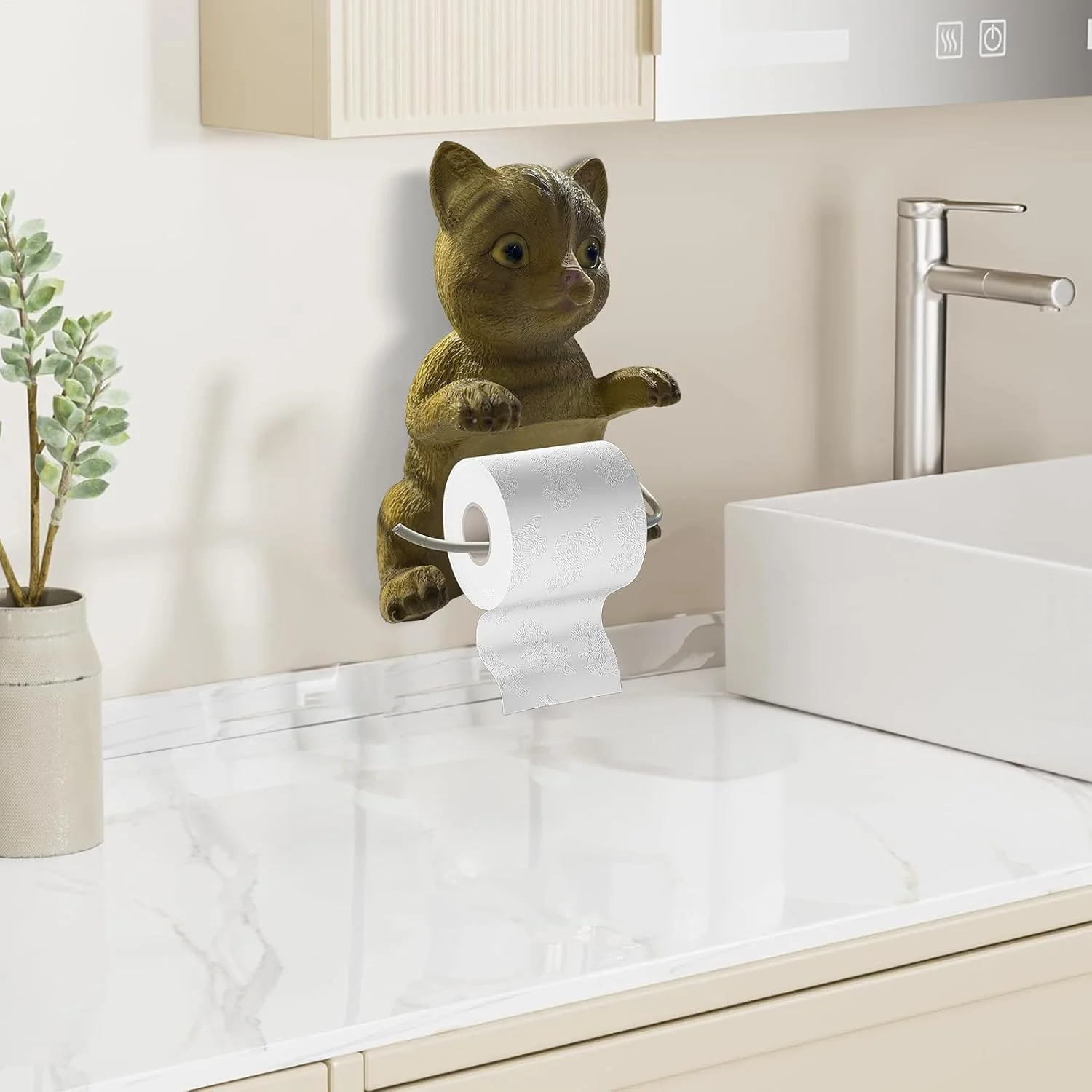 جا دستمال کاغذی طرح حیوانات kinrguiyuez | استند نگهدارنده دستمال کاغذی طرح گربه - جا دستمال کاغذی رزینی دیواری، بدون نیاز به سوراخکاری، مجسمه حیوانات، لوازم جانبی حمام، دکور اتاق برای آشپزخانه