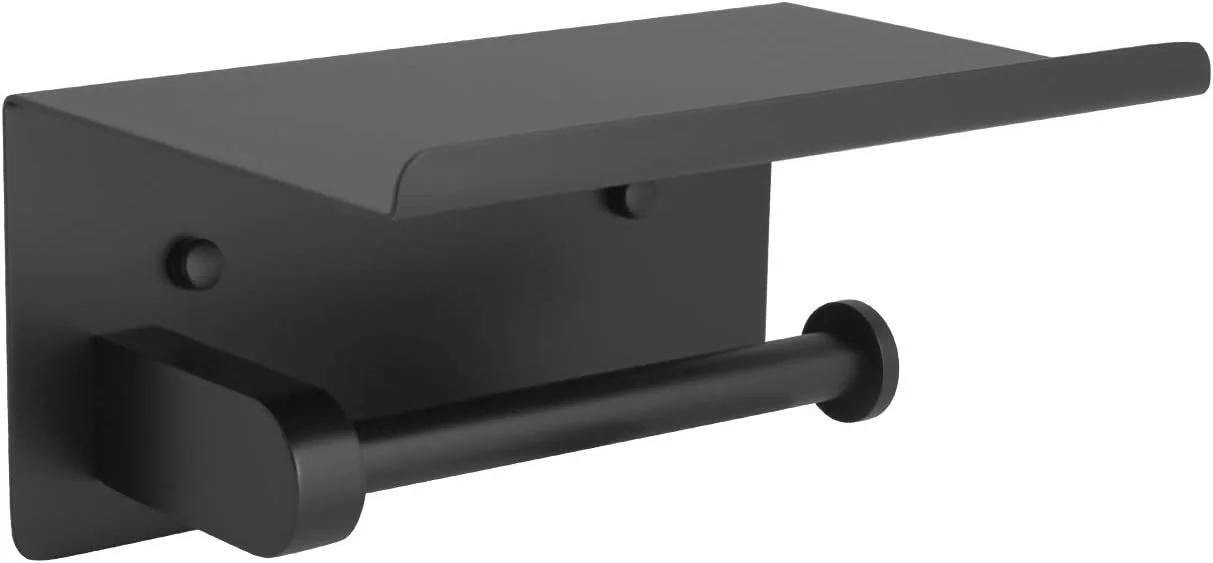 نگهدارنده دستمال توالت kimzcn با قفسه مشکی مات، لوازم جانبی حمام استیل ضد زنگ SUS 304 مدرن، نگهدارنده حوله کاغذی به همراه محل نگهداری تلفن همراه