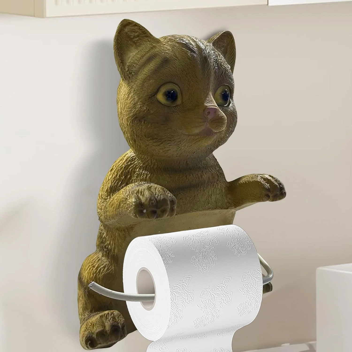 جا دستمال کاغذی طرح حیوانات kinrguiyuez | استند نگهدارنده دستمال کاغذی طرح گربه - جا دستمال کاغذی رزینی دیواری، بدون نیاز به سوراخکاری، مجسمه حیوانات، لوازم جانبی حمام، دکور اتاق برای آشپزخانه