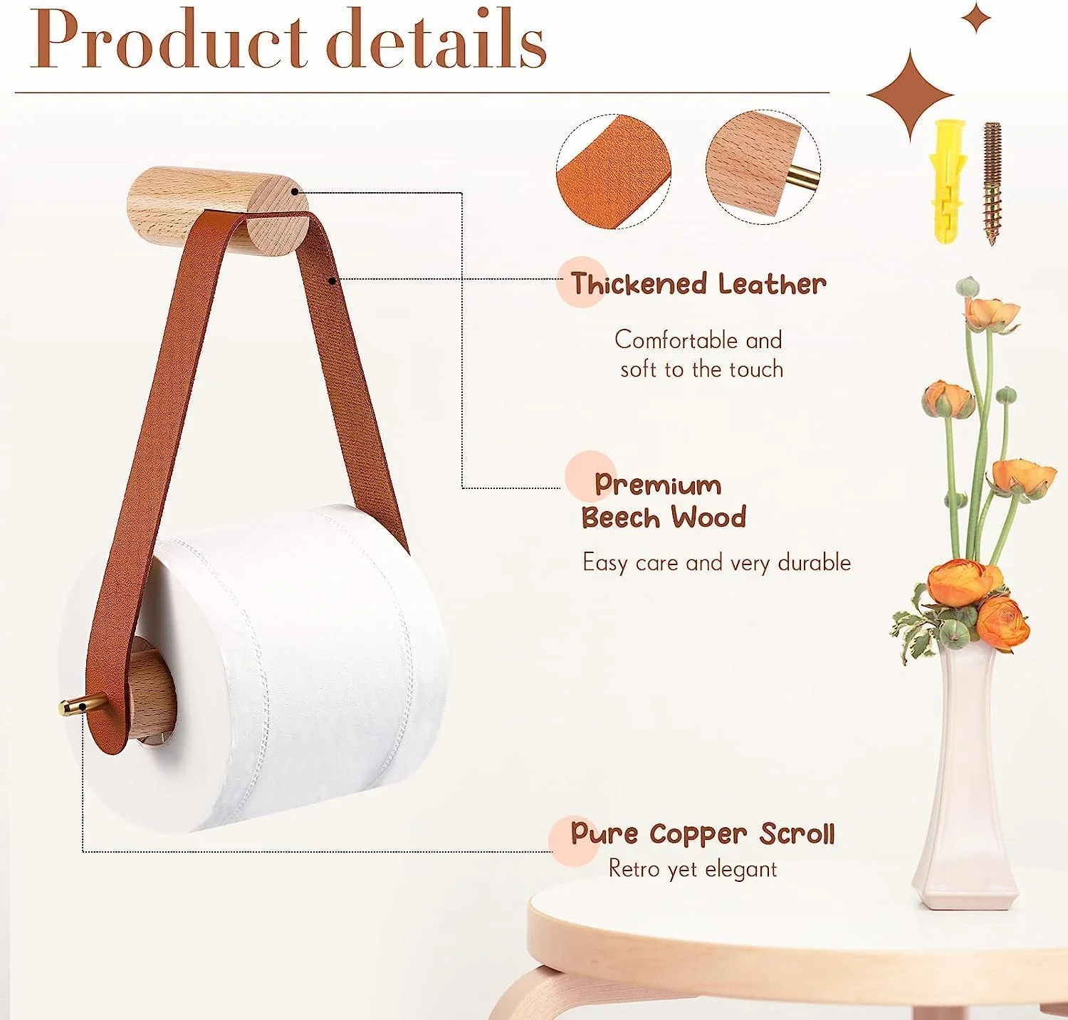 جا دستمال کاغذی دیواری خزنه، نگهدارنده رول دستمال کاغذی چوبی و چرمی با پیچ خود چسب بدون درز، نگهدارنده رول کاغذی برای توالت، آشپزخانه و حمام، 3 عدد (قهوه ای) جا دستمال کاغذی دیواری خزنه، نگهدارنده رول دستمال کاغذی چوبی و چرمی با پیچ خود چسب بدون درز، نگهدارنده رول کاغذی برای توالت، آشپزخانه و حمام، 3 عدد (قهوه ای)