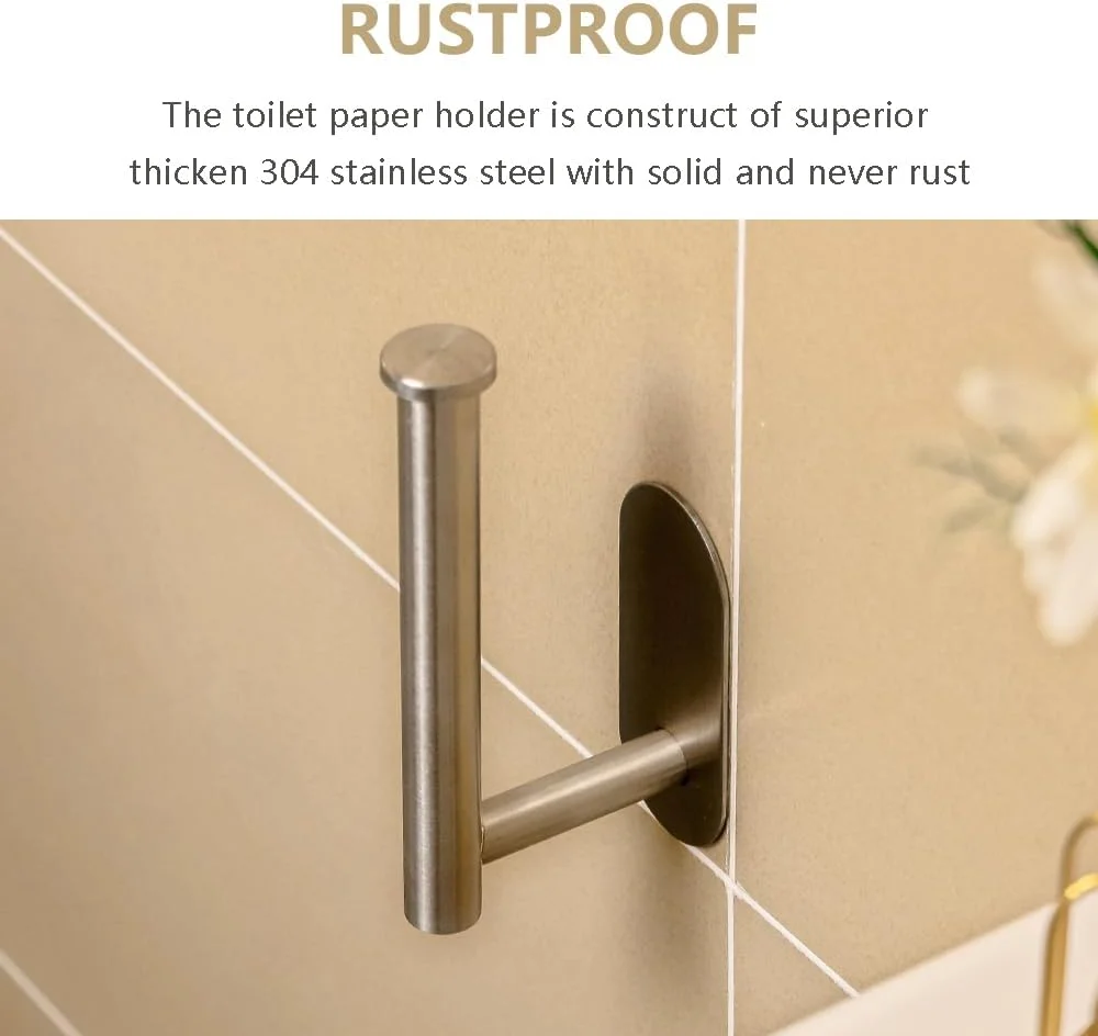 نگهدارنده دستمال توالت KEYDAOMLER، خود چسب، بدون نیاز به سوراخکاری، مناسب برای حمام و سرویس بهداشتی، استیل ضد زنگ SUS304، نگهدارنده حوله کاغذی دیواری، نیکل برس خورده
